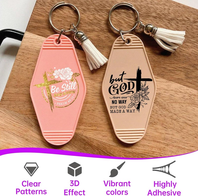 CHNVICK 48PCS UV DTF Keychain Transfer, Christian Quotes UV DTF wrap with Bright Colors and Beautiful Design for Keychain, Laptop, Greeting Card Decoration - Image 4